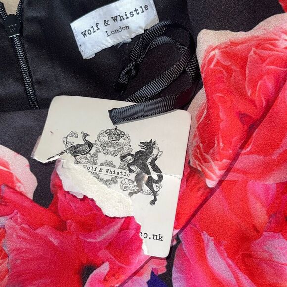 Wolf & Whistle Womens Floral 3/4‎ Sleeve Pleated Dress Multicolor Size 6 NWT - Picture 6 of 11